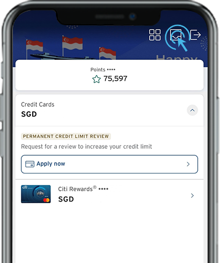 You may also retrieve your push notifications by tapping on the mailbox icon on the top right corner of the Citi Mobile® App.
